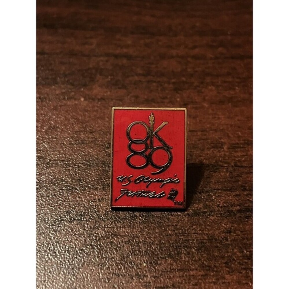 1989 Oklahoma City OK 89 US Olympic Festival Red Lapel Hat Pin
